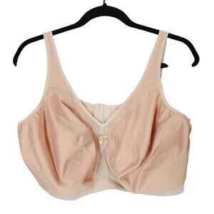 Glamorise Bra sz 42 I Wirefree Comfort Straps Beige Tan Full‎ Women READ